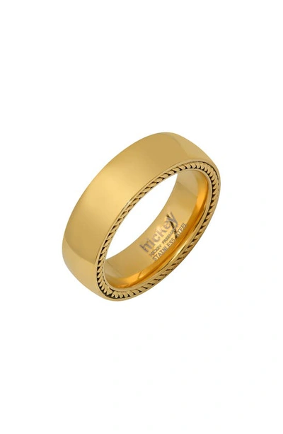 Shop Hmy Jewelry 18k Yellow Gold Vermeil Band Ring In 18k Gold Stainless Steel