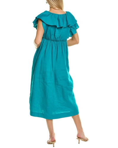 Shop Trina Turk Play Linen Midi Dress In Blue