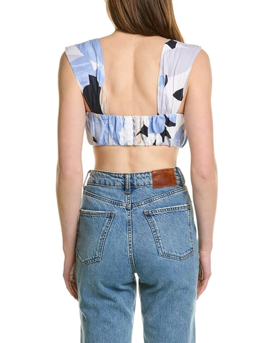 Rumer Leila Linen Crop Top In Blue