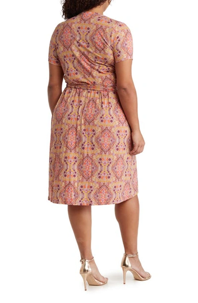 Renee C Printed Jersey Wrap Dress In Pink