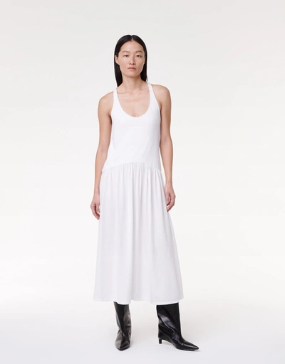 Another Tomorrow Stretch Cotton And Lyocell-blend Jersey Midi Dress In White