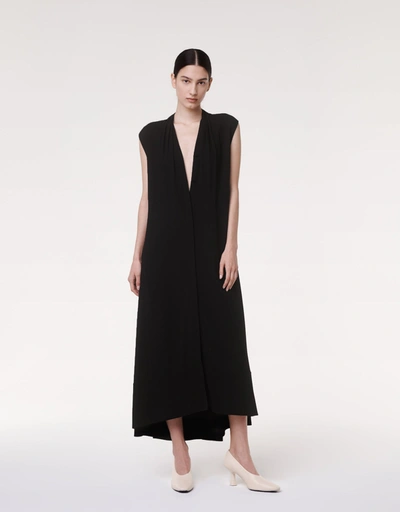 Shop Another Tomorrow Gathered Neckline Dress In Black