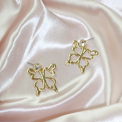 Shop Frasier Sterling Butterfly Baby Earrings In Gold