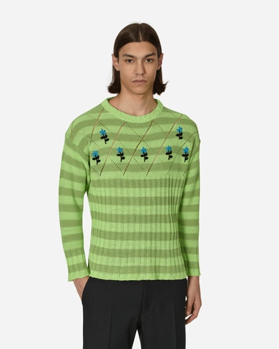Shop Cormio Damagoj Linen Sweater Green In Multicolor