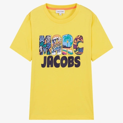 Shop Marc Jacobs Teen Boys Yellow Cotton Logo T-shirt
