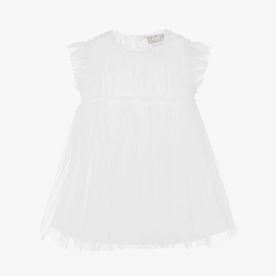 Shop Il Gufo Girls White Tulle & Jersey Dress