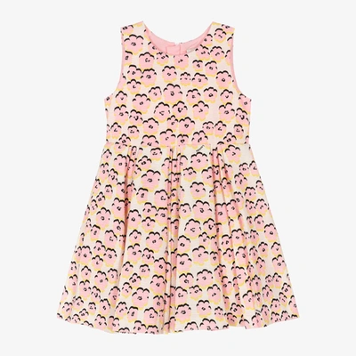 Shop Lanvin Girls Daisy Print Skater Dress In Pink
