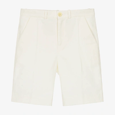 Shop Bonpoint Teen Boys Ivory Linen & Cotton Chino Shorts