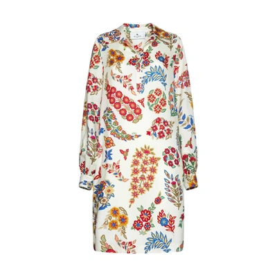 Shop Etro Wool And Silk Printed Dress In White
