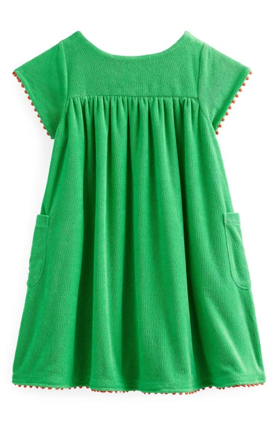 Shop Boden Kids' Embroidered Terry Dress In Aloe Green Flowers