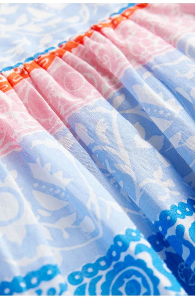 Shop Boden Kids' Floral Stripe Crossback Cotton Dress In Multi Wallpaper Stri