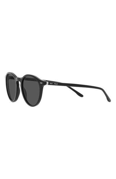 Shop Polo Ralph Lauren 51mm Round Sunglasses In Shiny Black