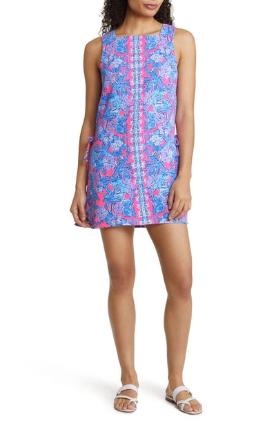 Shop Lilly Pulitzer Donna Floral Square Neck Romper In Soleil Pink Palm Paradise