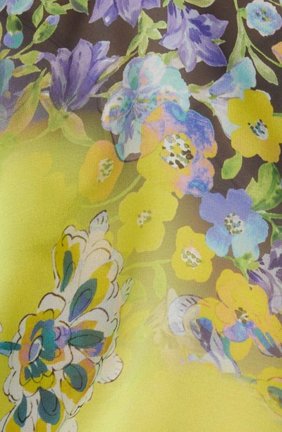 Shop Kobi Halperin Tina Floral Print Tie Neck Blouse In Ivory Multi