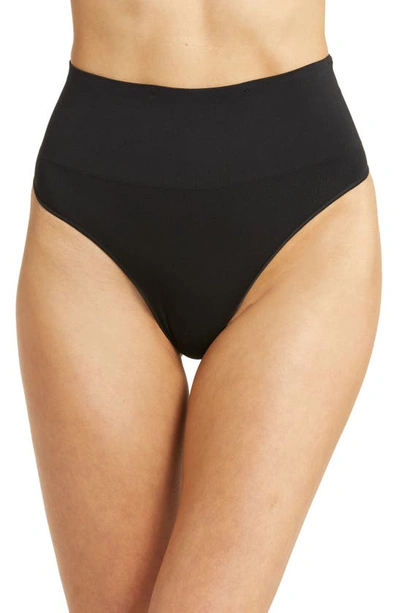 Shop Spanx Everyday Shaping Thong In Very Black