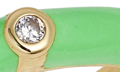 Shop Bonbonwhims Adjustable Enamel Band Ring In Bright Green
