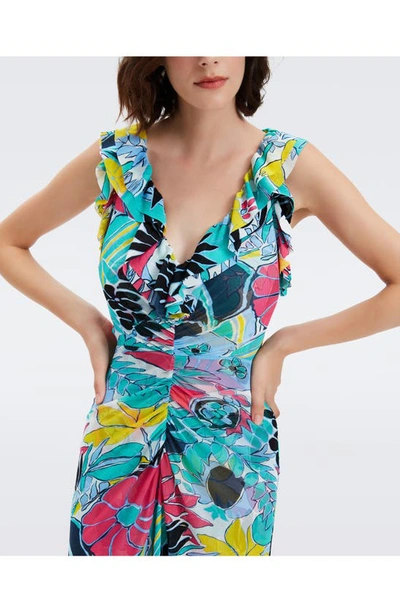 Shop Diane Von Furstenberg Sean Floral Sleeveless Fit & Flare Dress In Gd Of Eart Dl Sum Tq