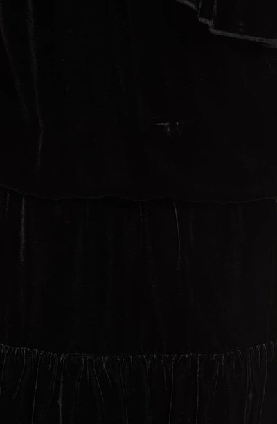 Joie One-shoulder Ruffled Velvet Mini Dress In Caviar