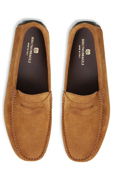 Bruno Magli Xane Mens Leather Slip On Driving Moccasins In Cognac Suede