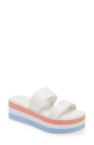 Shop Cecelia New York King Platform Slide Sandal In White Multi