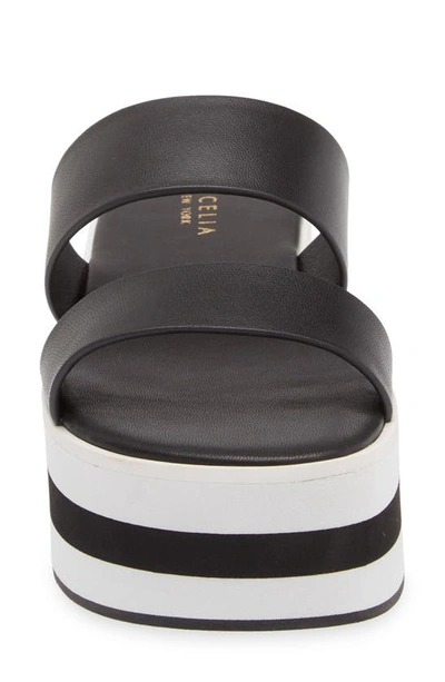 Shop Cecelia New York King Platform Slide Sandal In Black And White