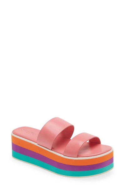 Shop Cecelia New York King Platform Slide Sandal In Salmon Multi