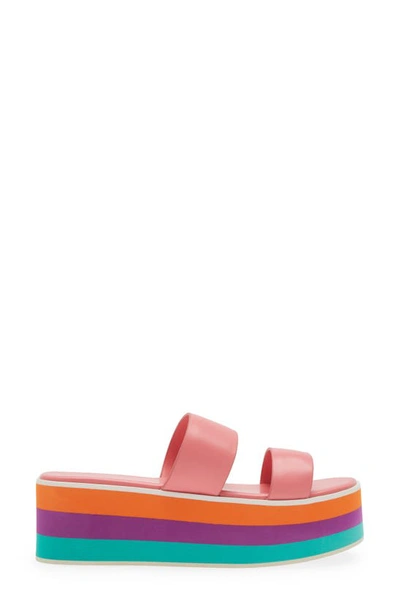 Shop Cecelia New York King Platform Slide Sandal In Salmon Multi