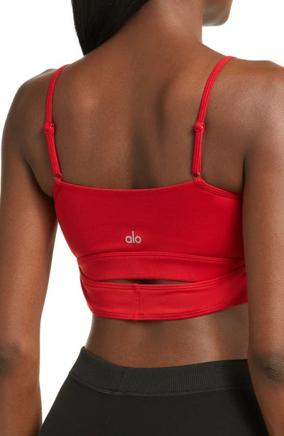 Shop Alo Yoga Airbrush Enso Sports Bra In Classic Red