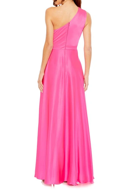 Shop Mac Duggal One-shoulder High-low A-line Gown In Hot Pink