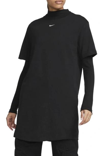 Shop Nike Sportswear Essential T-shirt Dress In Black/ White