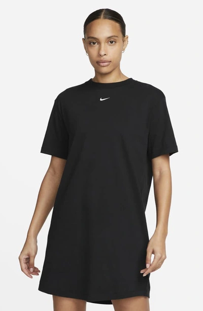 Shop Nike Sportswear Essential T-shirt Dress In Black/ White