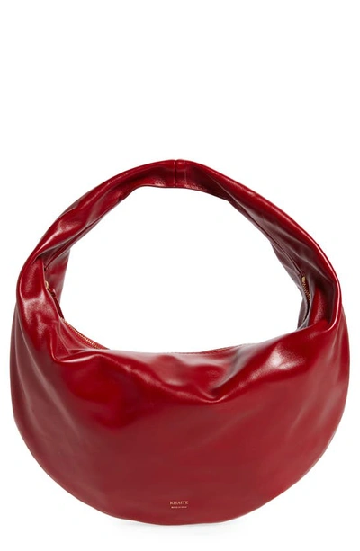Shop Khaite Medium Olivia Leather Hobo Bag In Fire Red