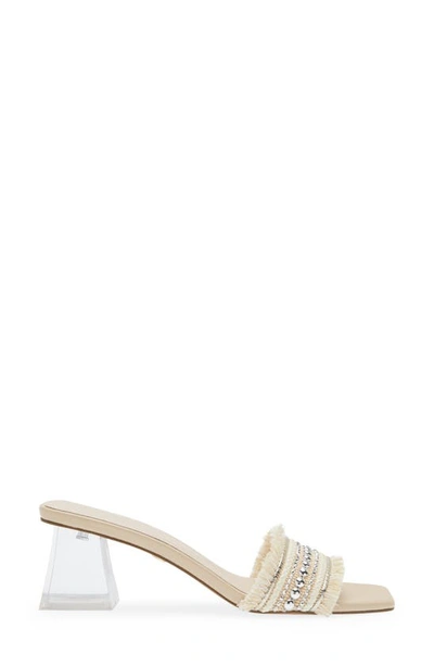Cecelia New York Cinder Square Toe Sandal In Beige Fringe