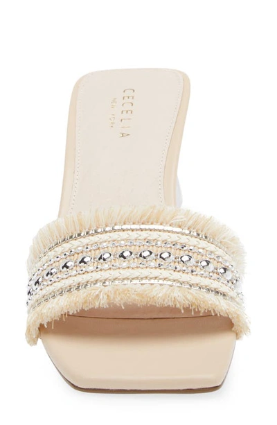 Shop Cecelia New York Cinder Square Toe Sandal In Beige Fringe