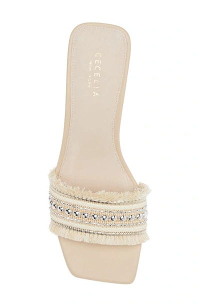 Shop Cecelia New York Cinder Square Toe Sandal In Beige Fringe