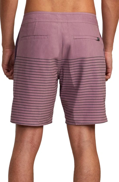 Rvca Current Stripe Water Repellent Board Shorts In Lavender