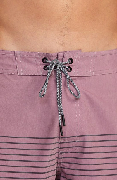 Rvca Current Stripe Water Repellent Board Shorts In Lavender