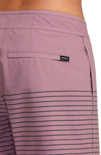 Rvca Current Stripe Water Repellent Board Shorts In Lavender