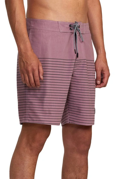 Rvca Current Stripe Water Repellent Board Shorts In Lavender