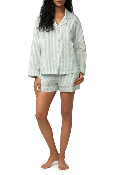 Shop Bedhead Pajamas Stripe Organic Cotton Short Pajamas In Mint 3d Stripe