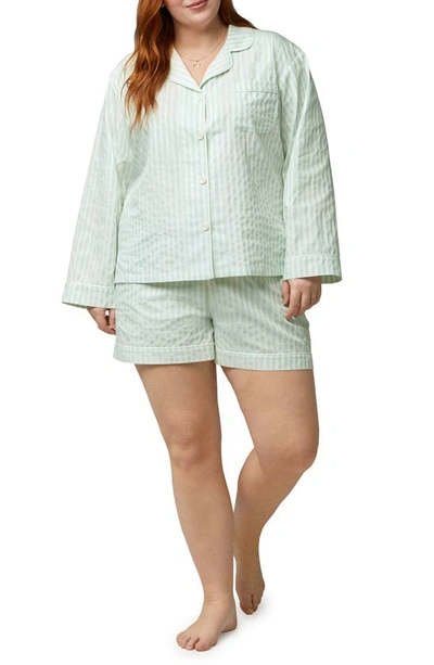 Shop Bedhead Pajamas Stripe Organic Cotton Short Pajamas In Mint 3d Stripe