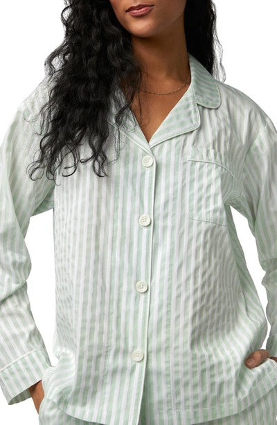 Bedhead Pajamas 3d Striped Long-sleeve Cotton Pajama Set In Mint 3d Stripe