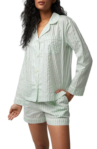 Shop Bedhead Pajamas Stripe Organic Cotton Short Pajamas In Mint 3d Stripe