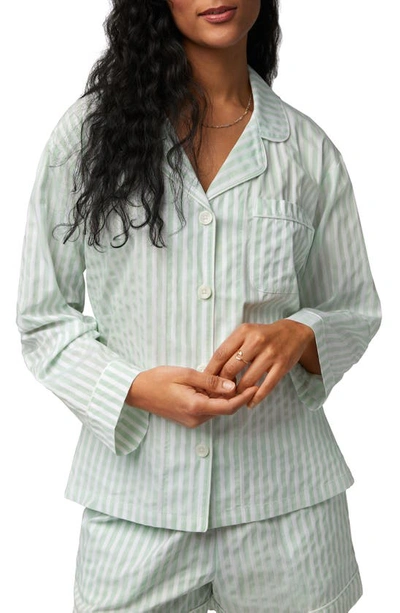 Bedhead Pajamas 3d Striped Long-sleeve Cotton Pajama Set In Mint 3d Stripe