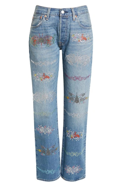 Collina Strada X Levi's® Star Capsule Rhinestone 501® Straight Leg Jeans In Rhinestone Tattoos