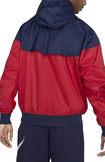 Shop Nike Sportswear Windrunner Jacket In Red/ Midnight Navy/ White