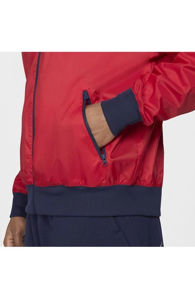 Shop Nike Sportswear Windrunner Jacket In Red/ Midnight Navy/ White