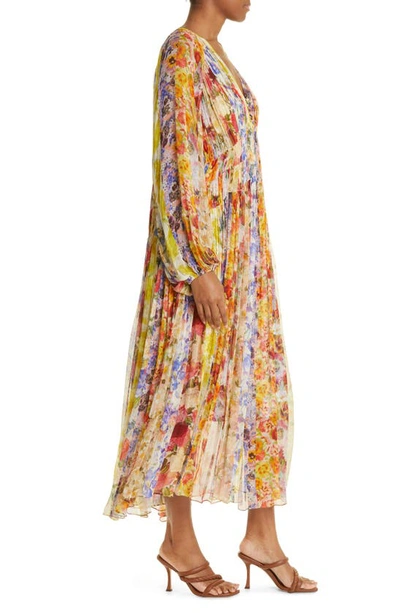 Shop Zimmermann Wonderland Floral Mixed Print Long Sleeve Dress In Spliced Stripe Floral