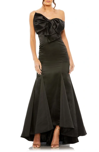 Shop Mac Duggal Strapless Satin Mermaid Gown In Black