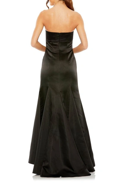 Mac Duggal Strapless Satin Mermaid Gown In Black